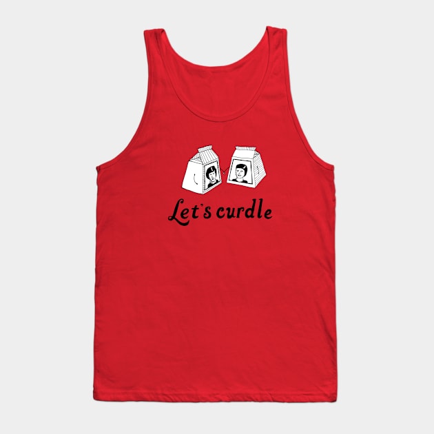 Let's Curdle Cuddling Milk Cartons - Black & White Tank Top by studiogooz